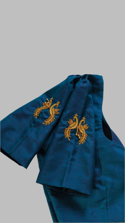 Peacock inspired silk blouse