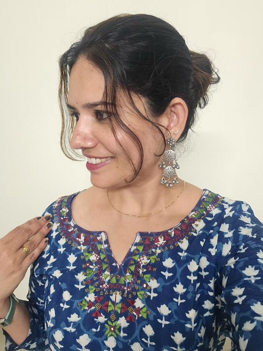 cotton blue kurti with white pants