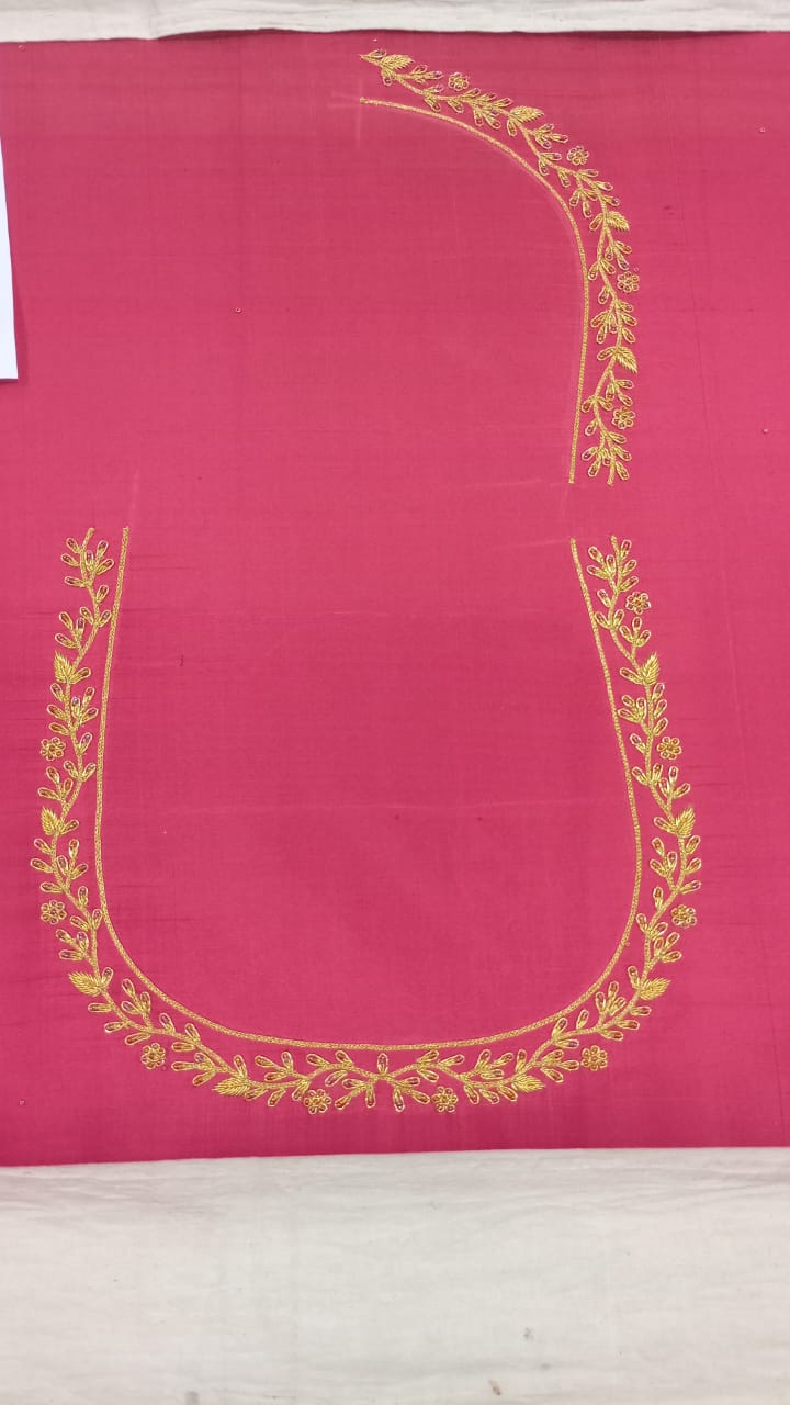 RED SILK SAREE BLOUSE WITH KUNDAN WORK