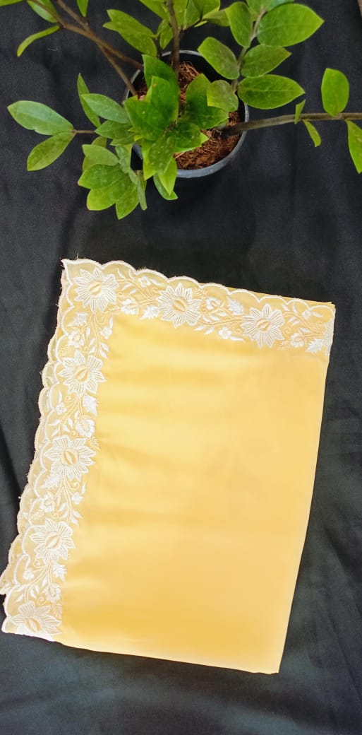 Lemon yellow chiifon saree