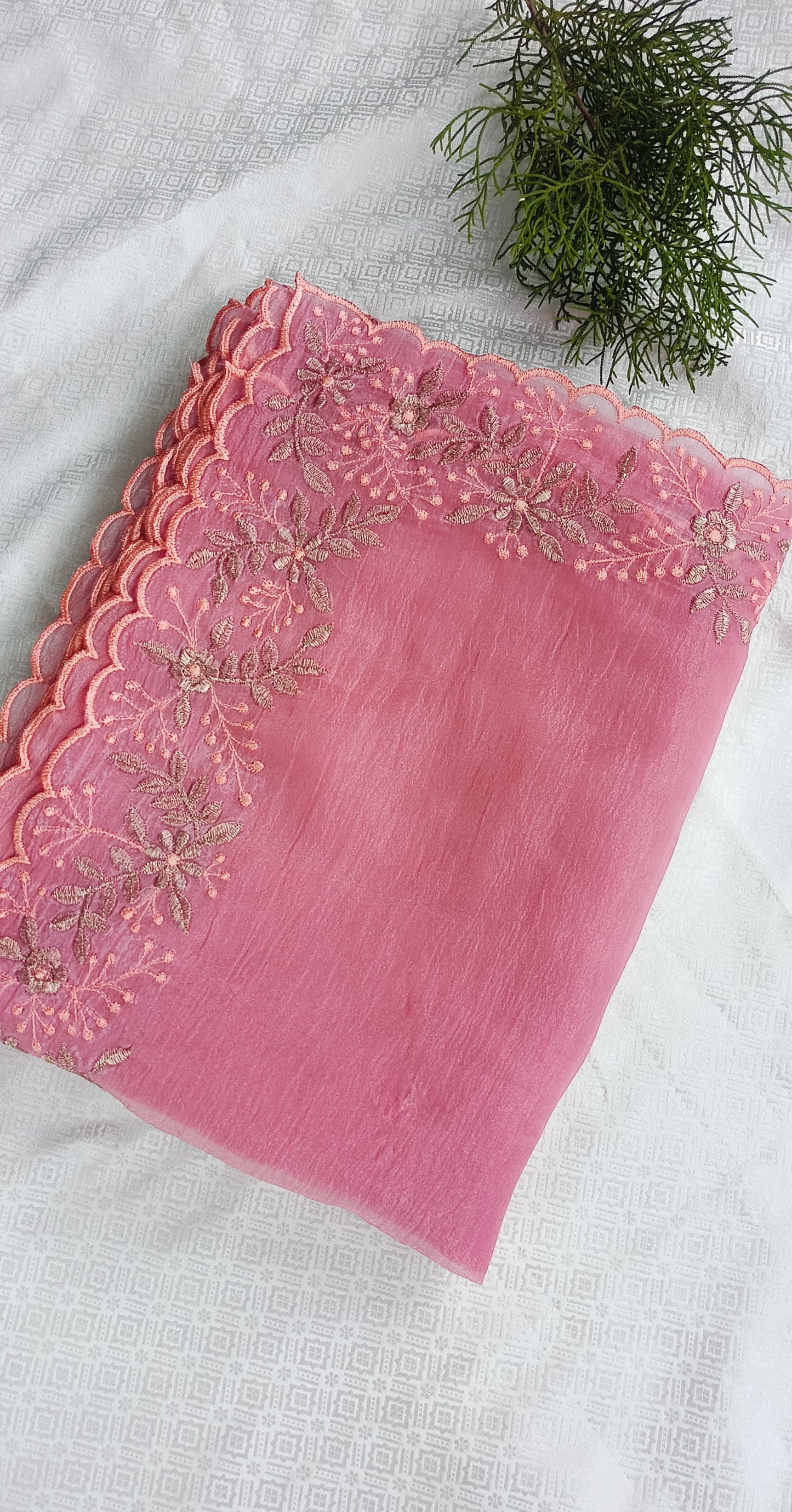 Pink organza saree