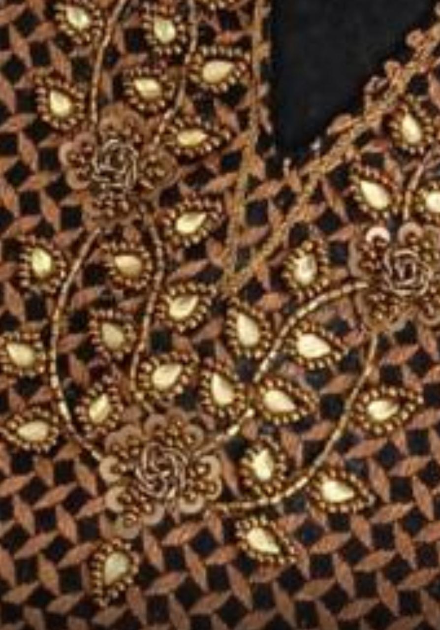 Black brocade top and pants