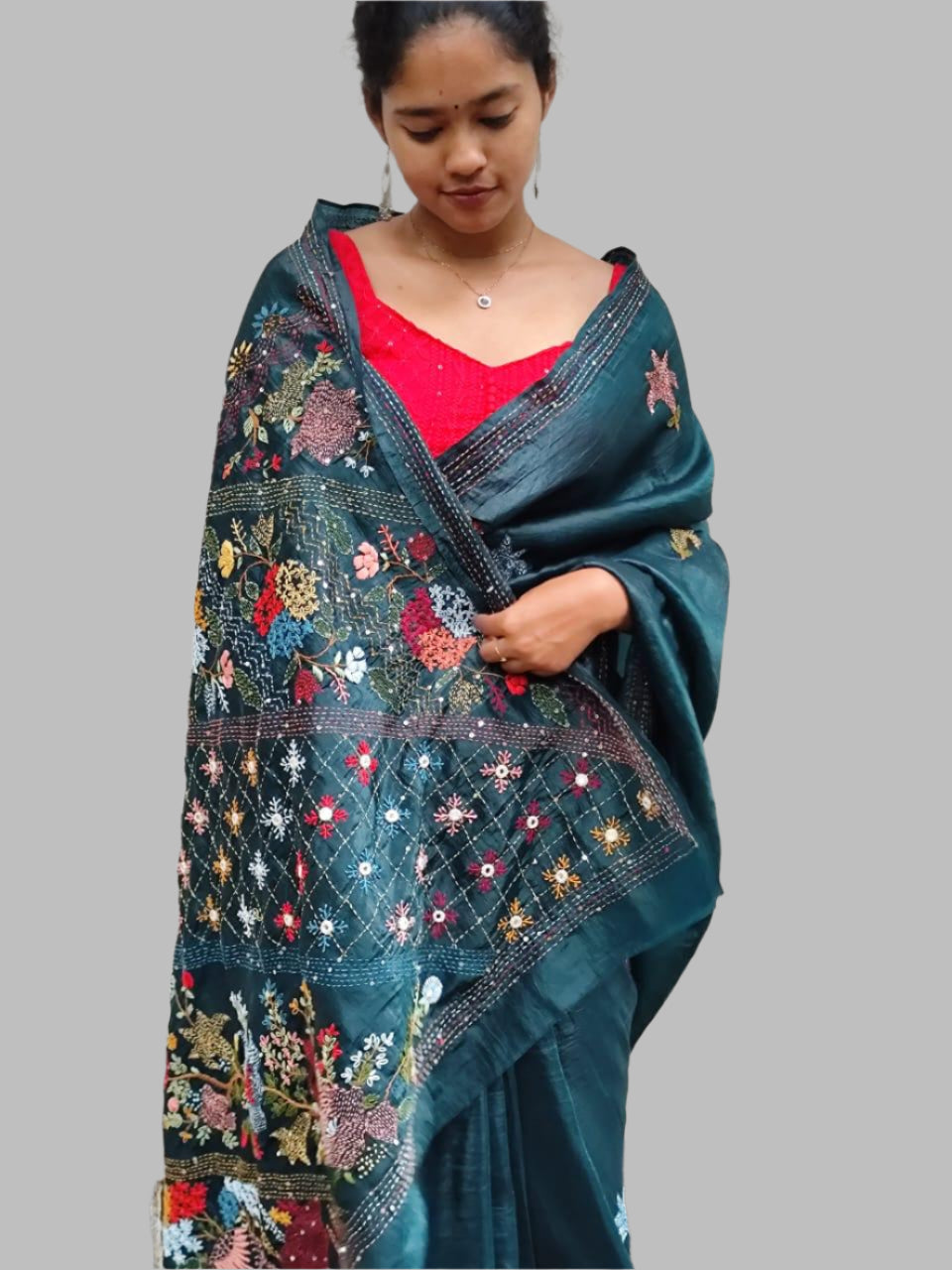 Blue crush tissue saree