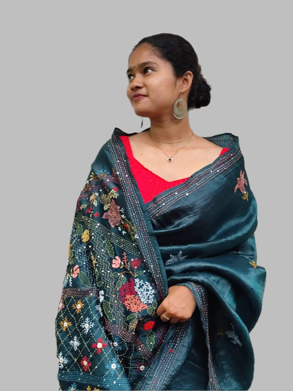 Blue crush tissue saree