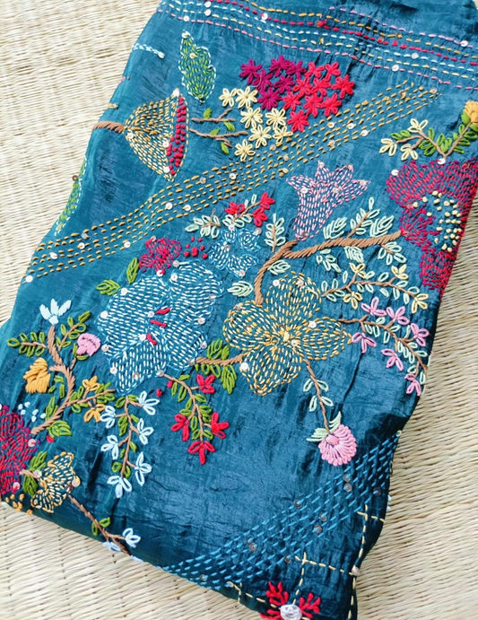 Blue crush tissue saree