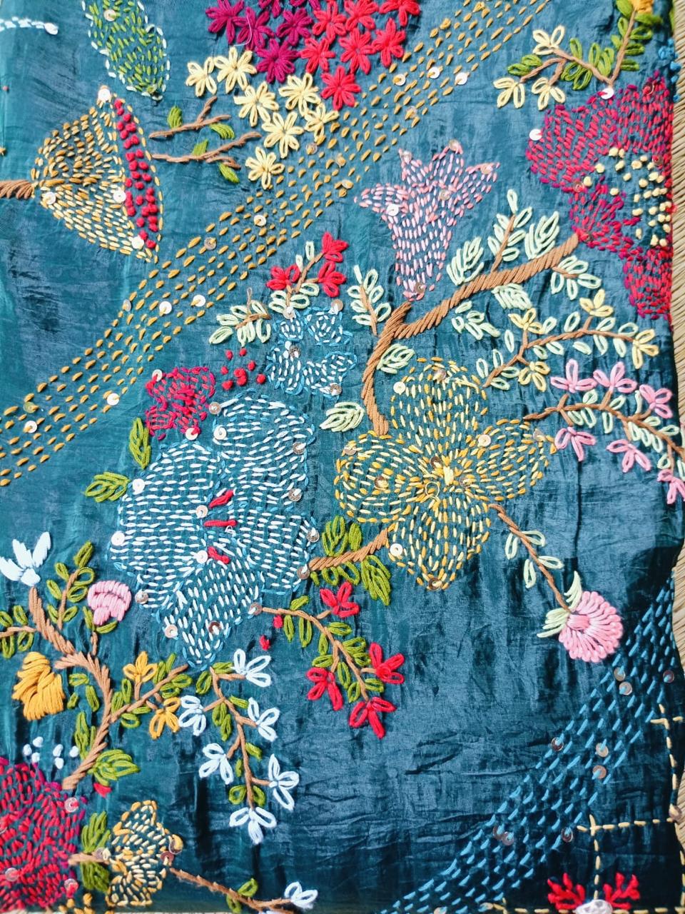 Blue crush tissue saree