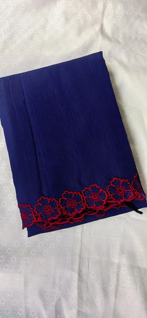Blue cut work saree
