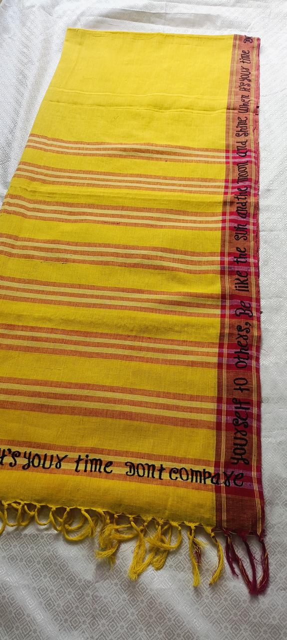 Deep yellow handloom saree