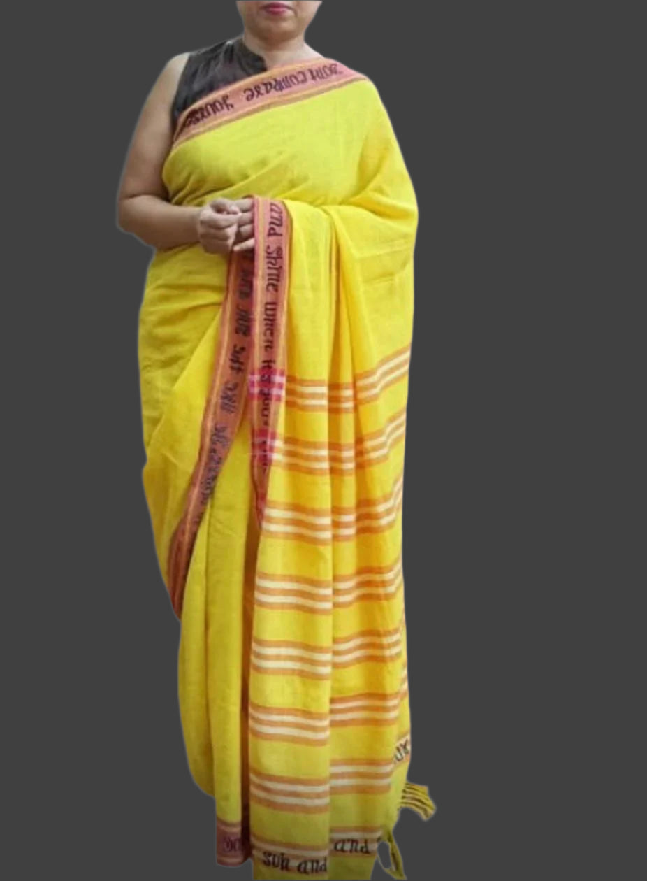 Deep yellow handloom saree