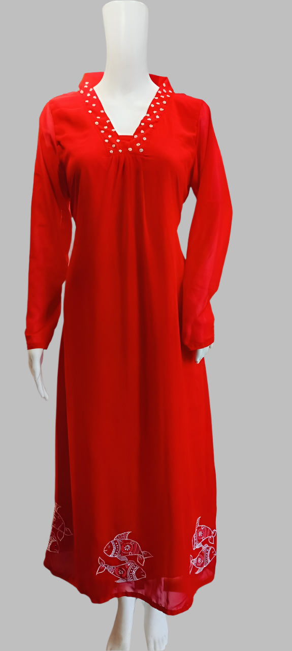 Red chiffon kurti