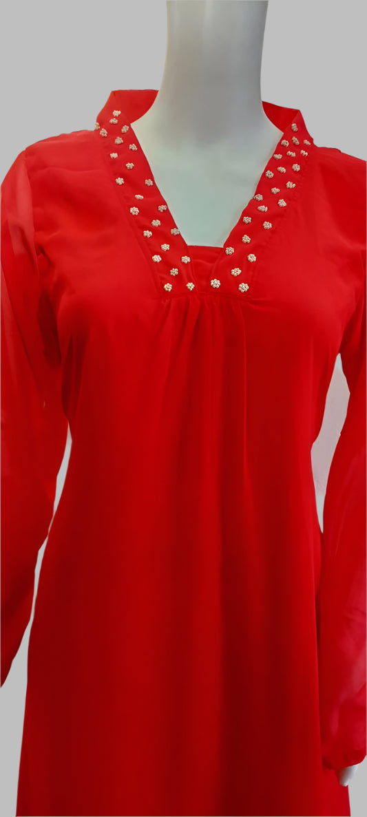 Red chiffon kurti