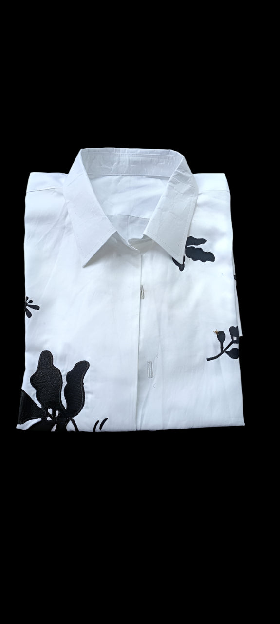 White embroidered cotton shirt