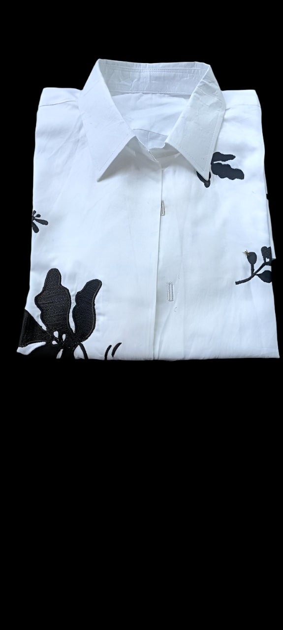 White embroidered cotton shirt
