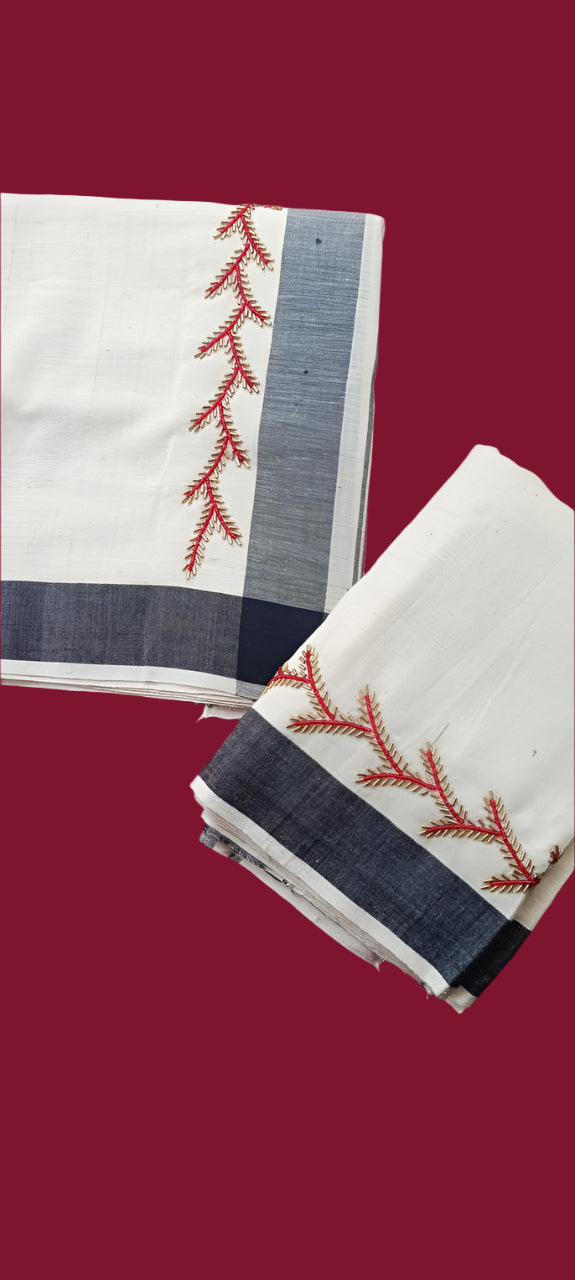 Hand embroidered mundu veshti