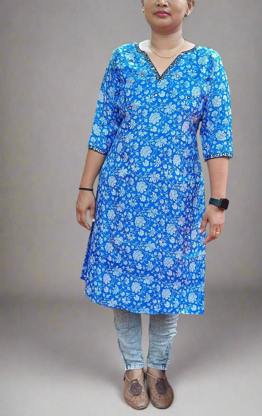 Blue silk kurti