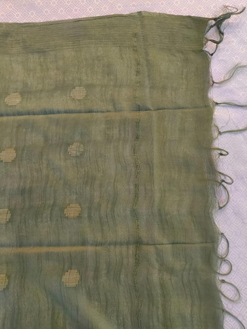 Green dress material with embroidery