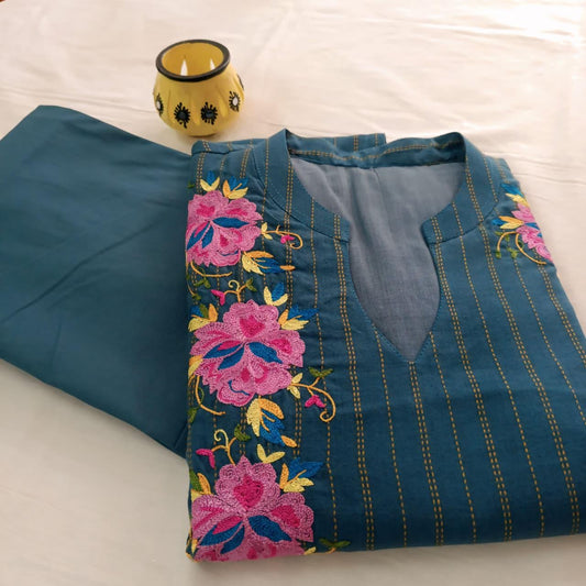 DENIM BLUE TOP AND PANTS (READY TO WEAR)