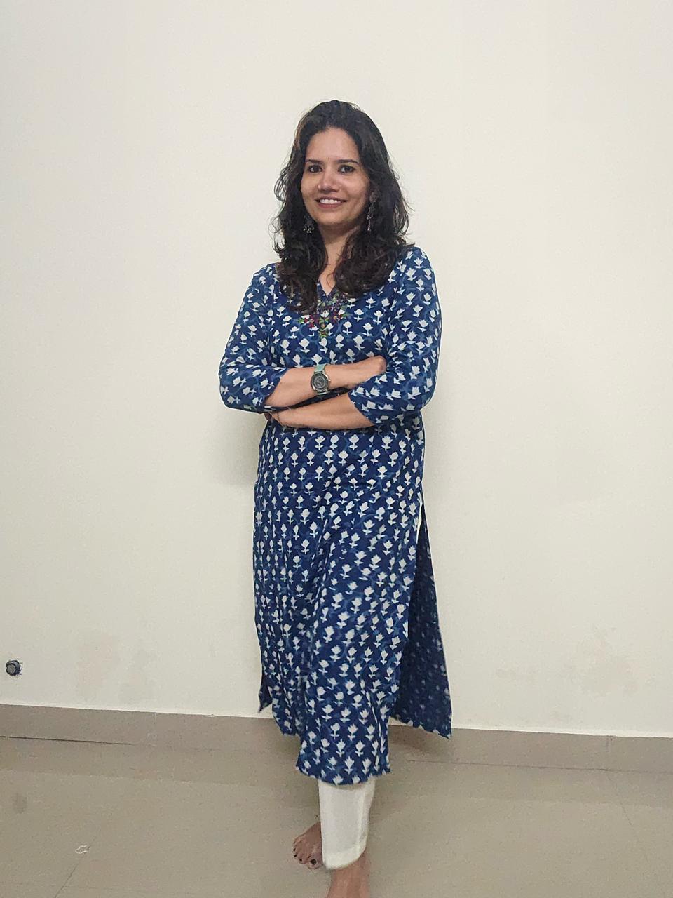 cotton blue kurti with white pants