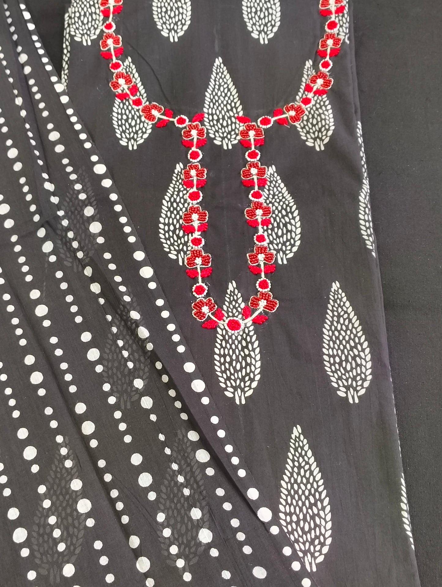 Cotton material with hand embroidery