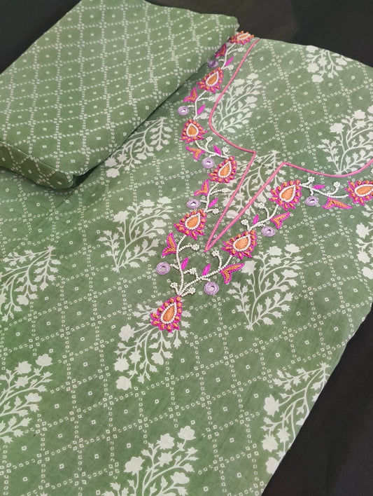Cotton material with embroidery