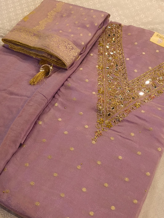 Tissue silk with hand embroidery