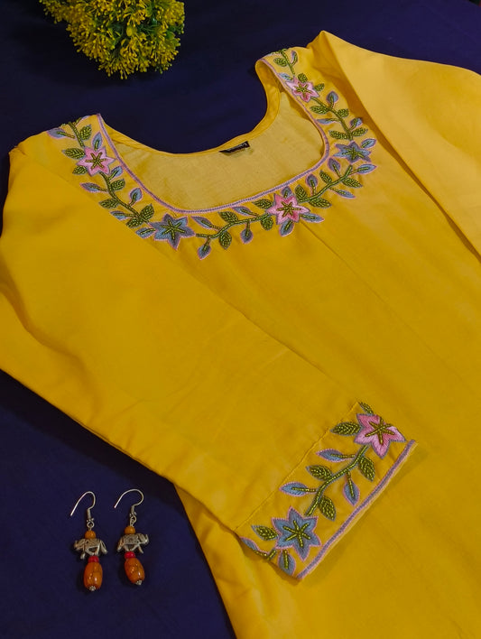 Cotton kurti set with hand work