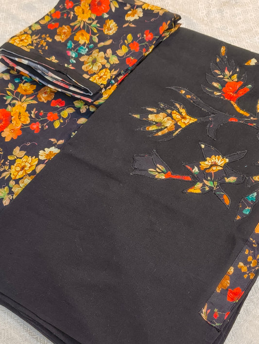 Cotton material with aplic work