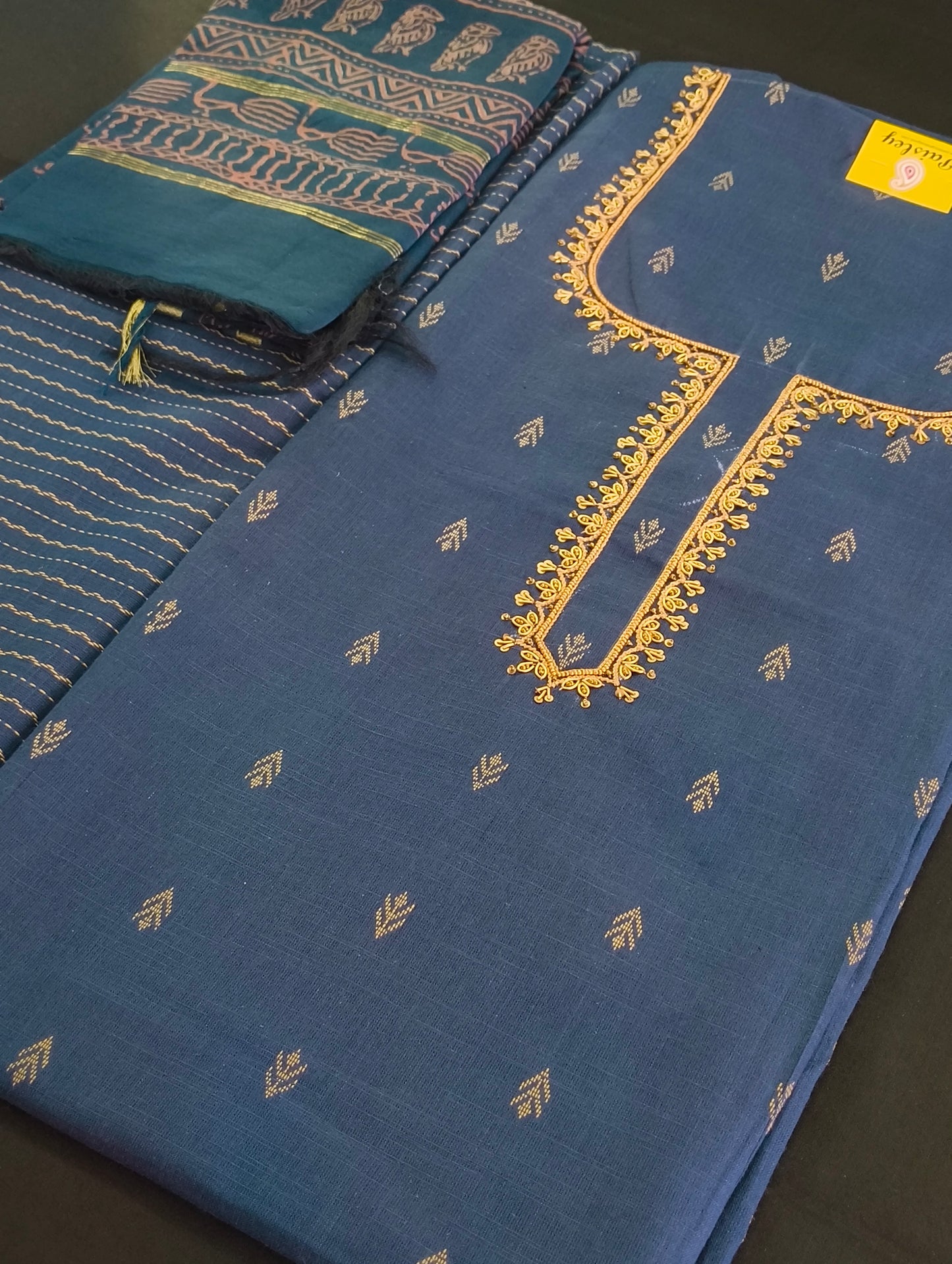 Chanderi silk material with hand embroidery