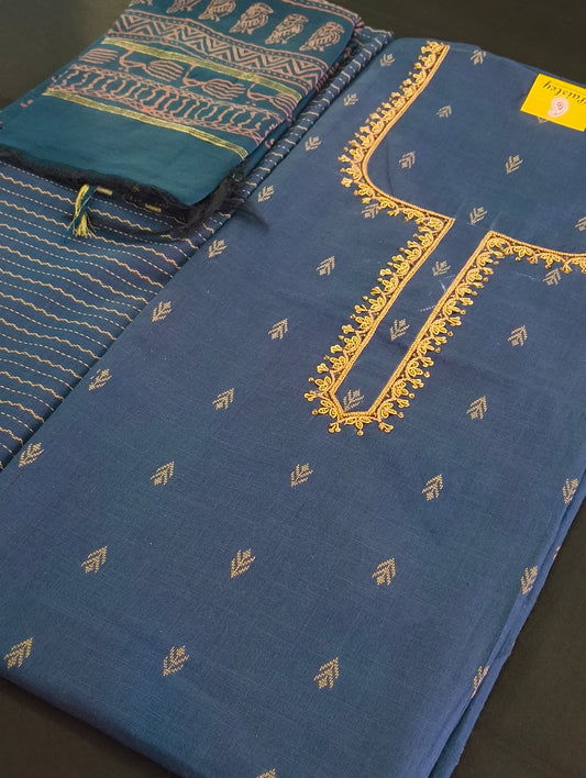 Chanderi silk material with hand embroidery