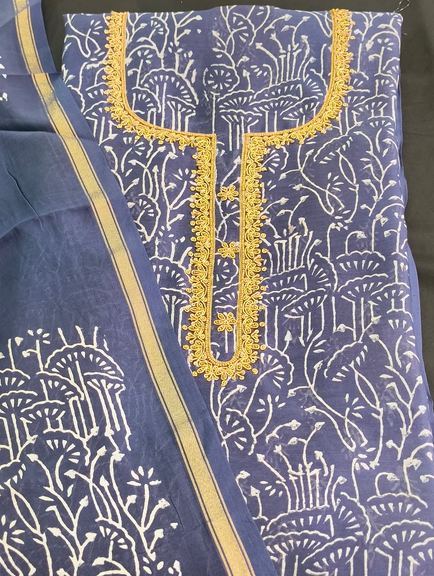 Chanderi material with hand embroidery