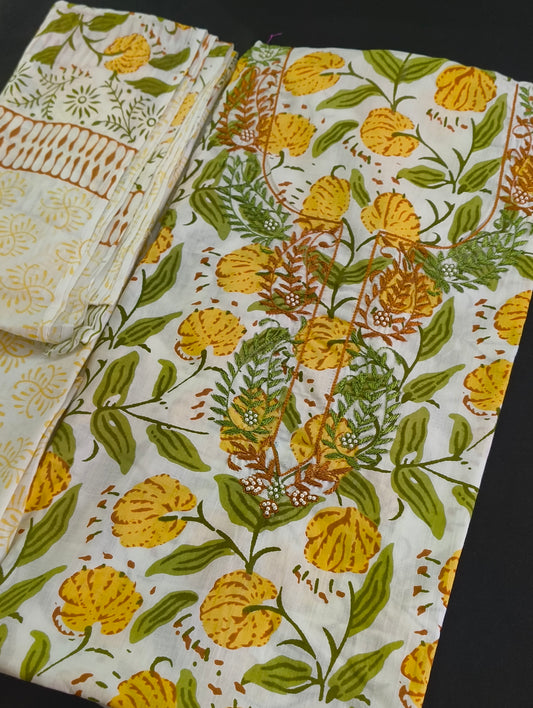 Cotton material with embroidery