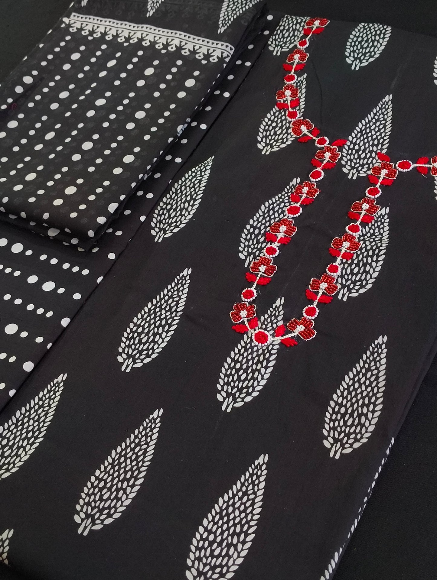 Cotton material with hand embroidery