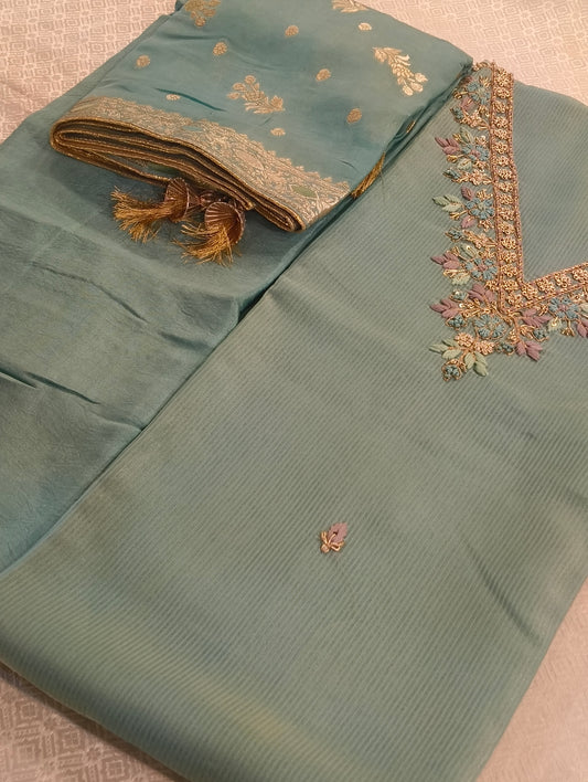 TISSUE SILK WITH HAND EMBROIDERY