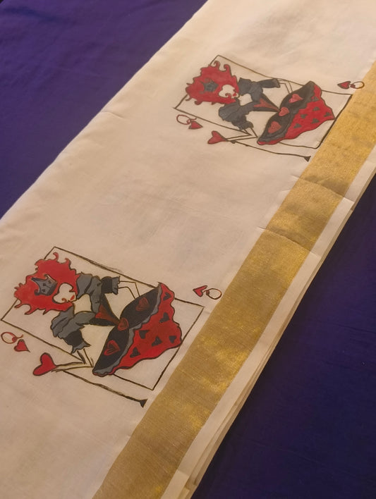 Hand painted cotton saree
