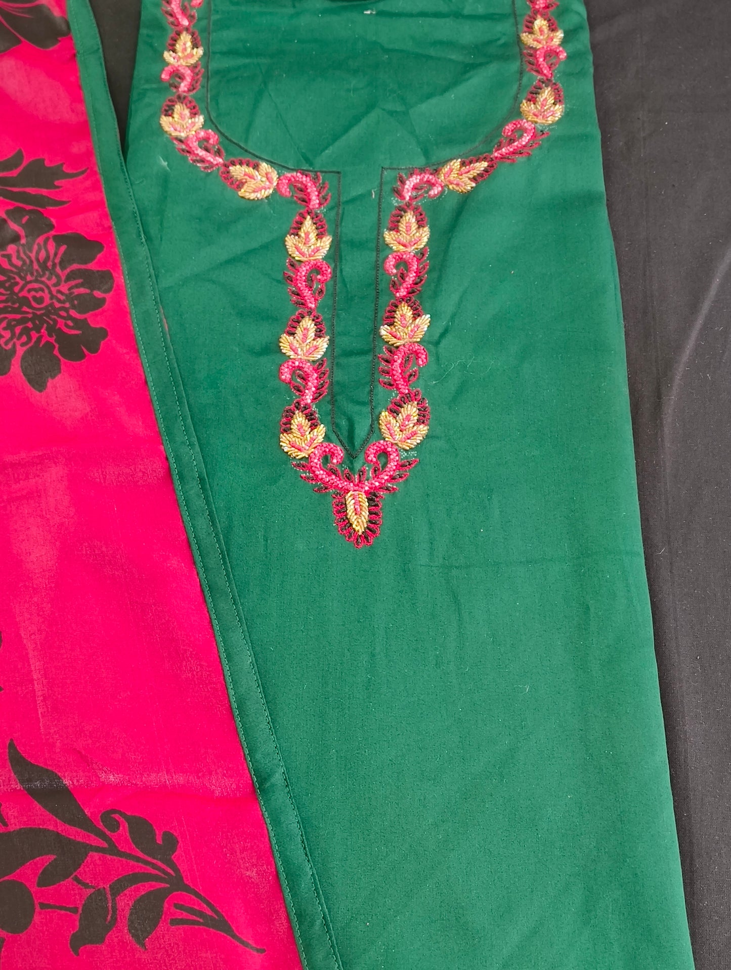 Cotton material with hand embroidery