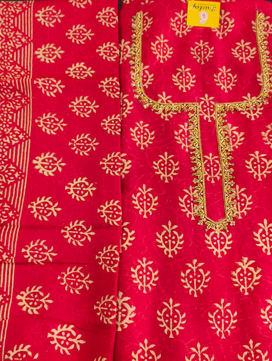 Chanderi silk material with hand embroidery