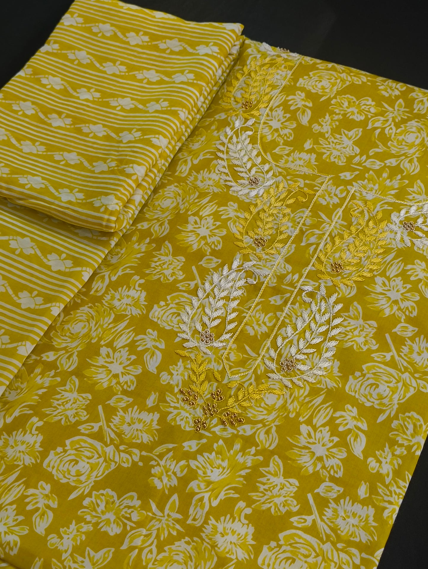 Cotton material with embroidery