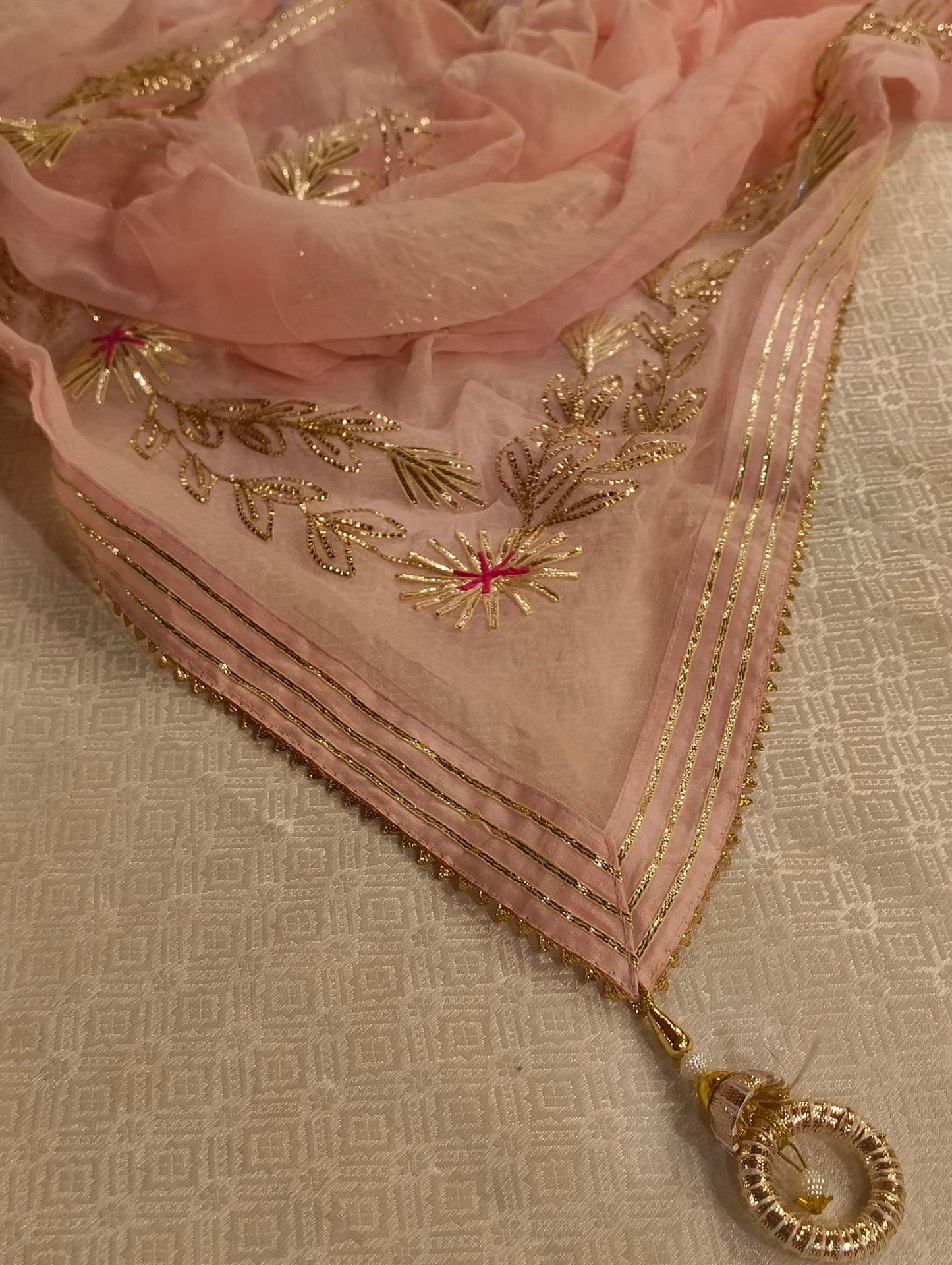 Tissue silk with hand embroidery