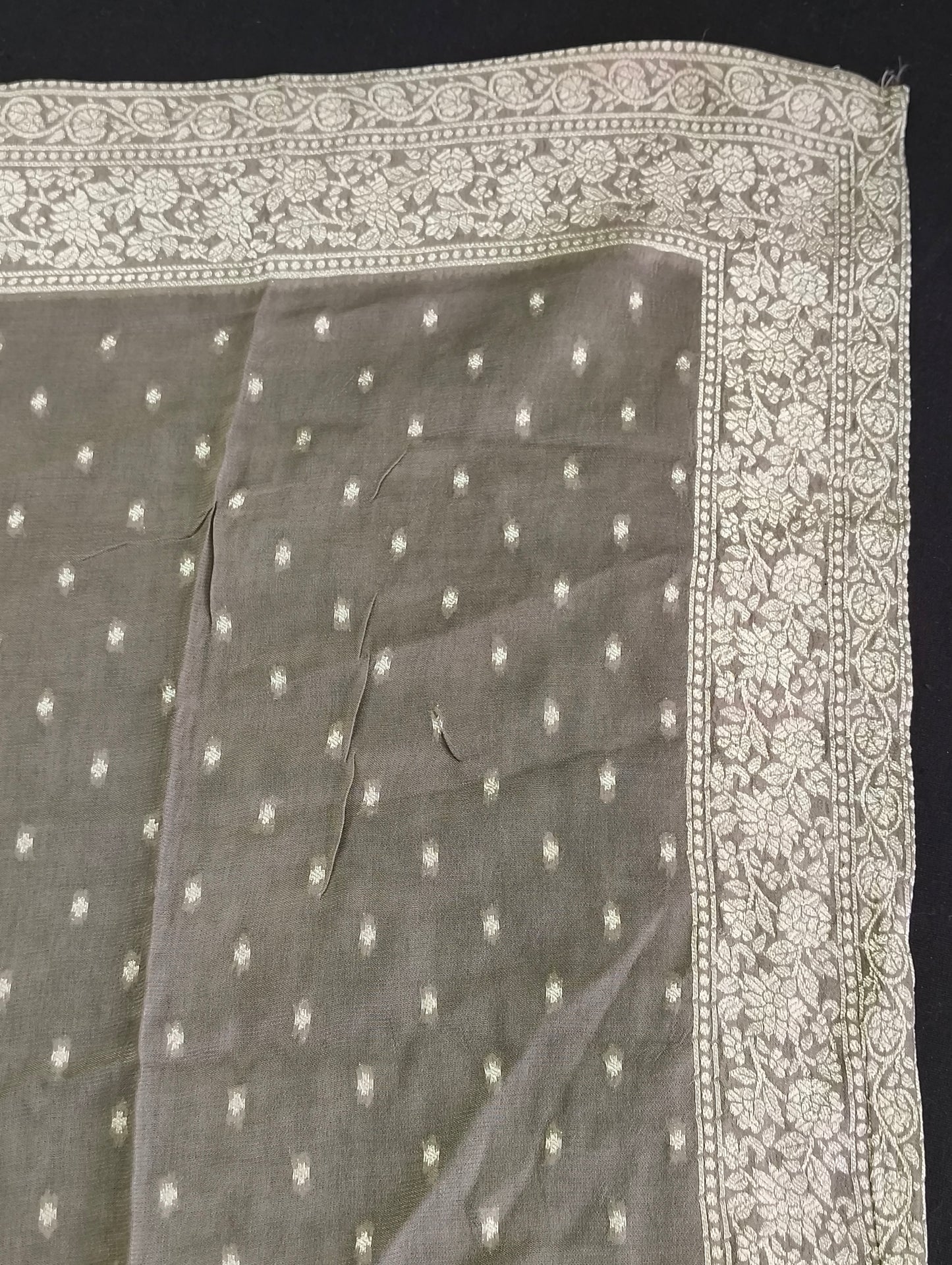 Silk material with hand embroidery