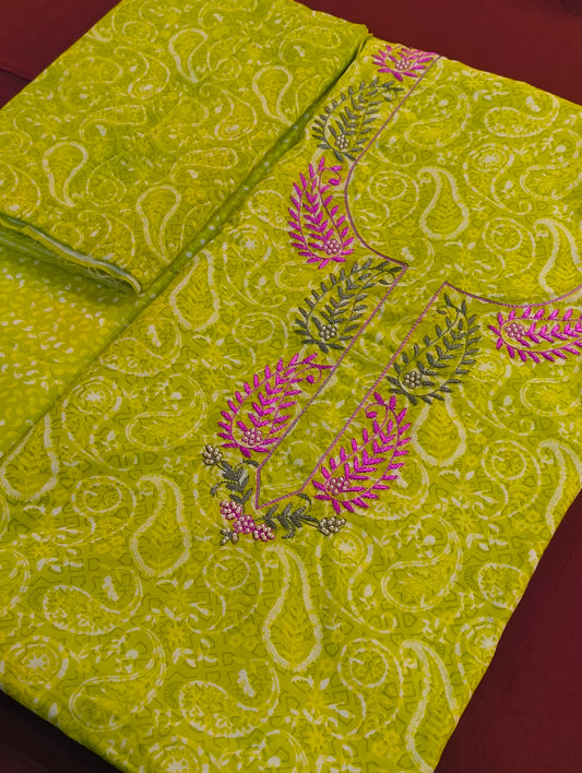 Cotton material with embroidery