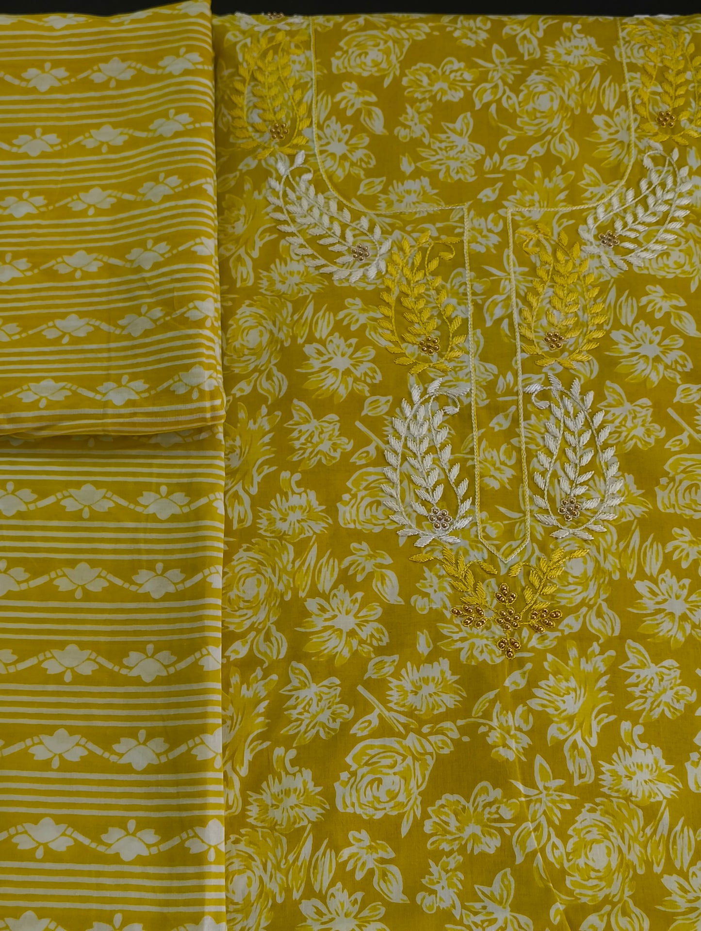 Cotton material with embroidery