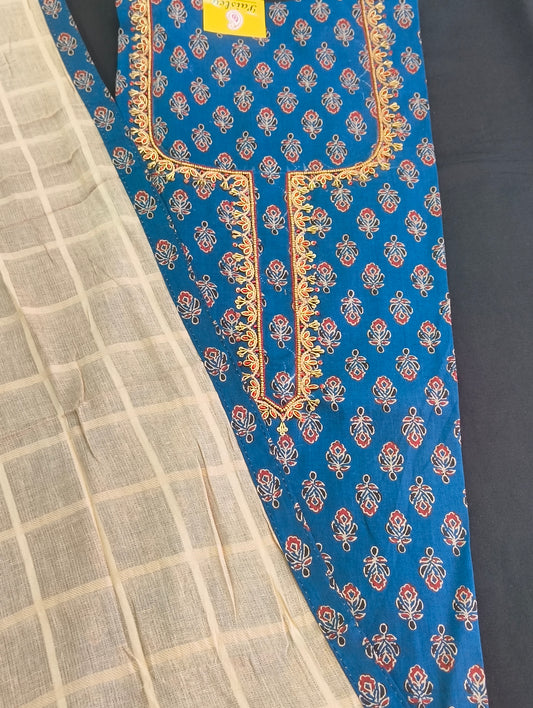 Cotton material with hand embroidery