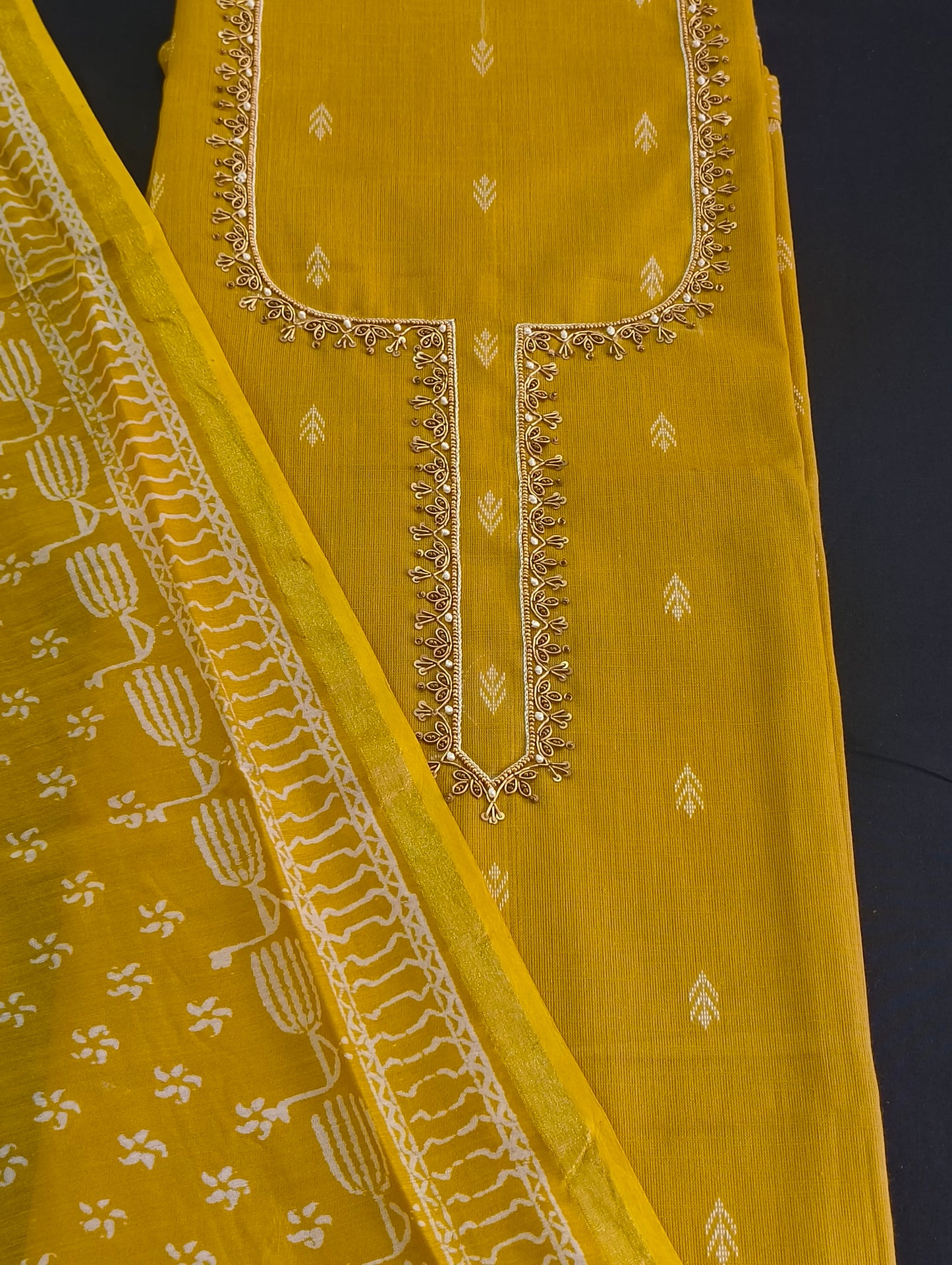 Chanderi material with hand embroidery