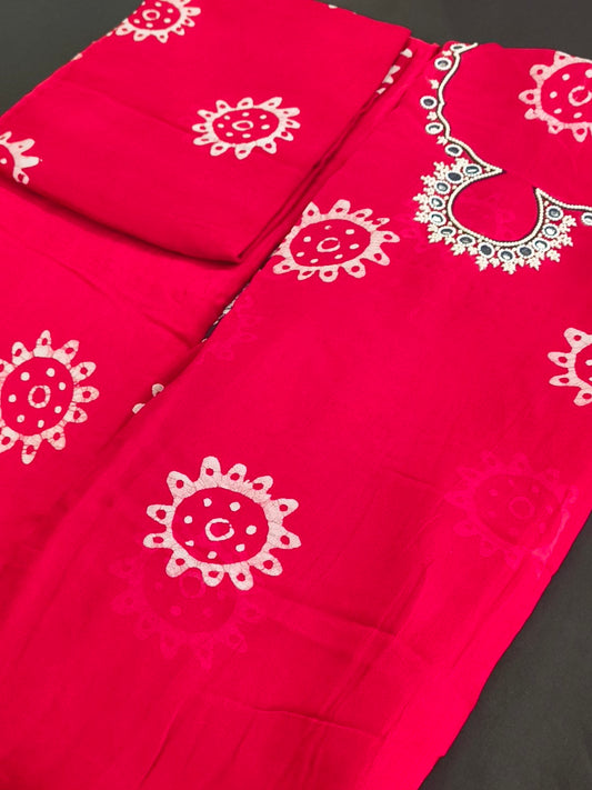 Shiffon material with hand embroidery