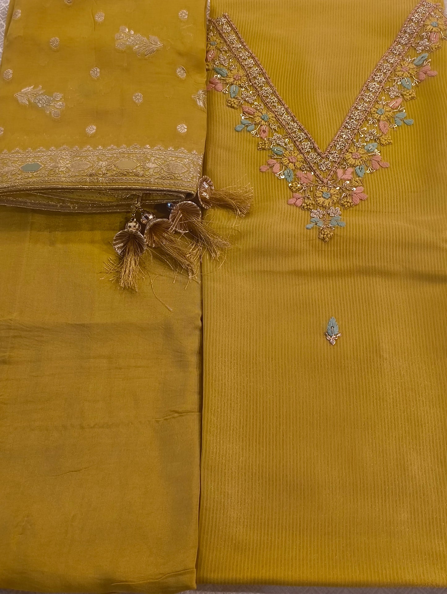 TISSUE SILK WITH HAND EMBROIDERY