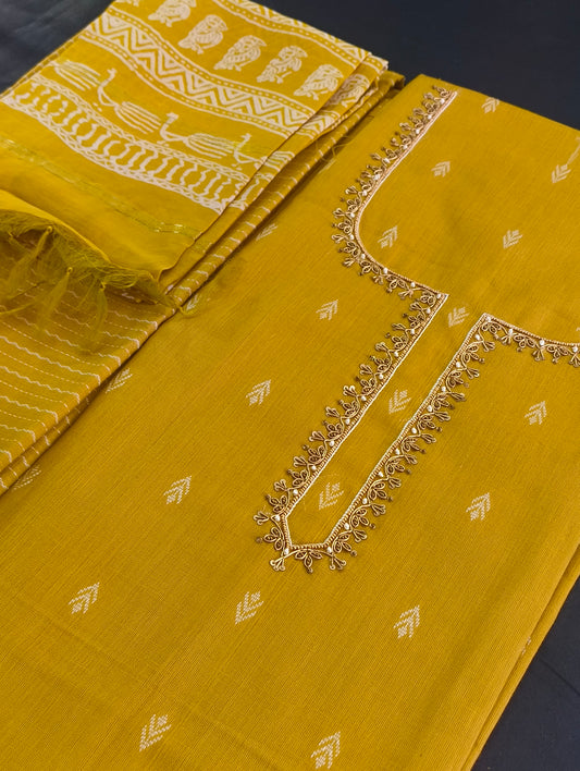 Chanderi material with hand embroidery