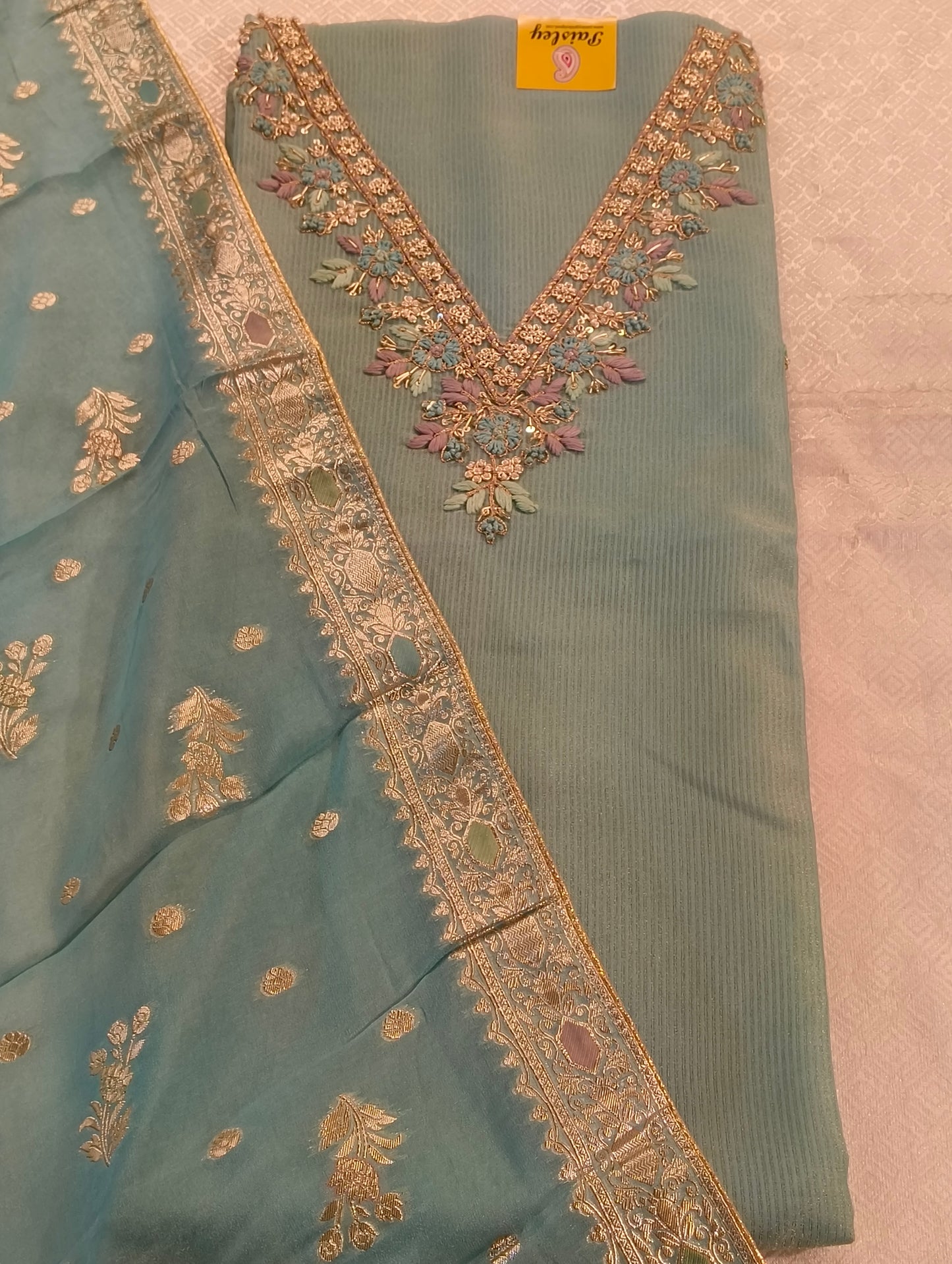 TISSUE SILK WITH HAND EMBROIDERY