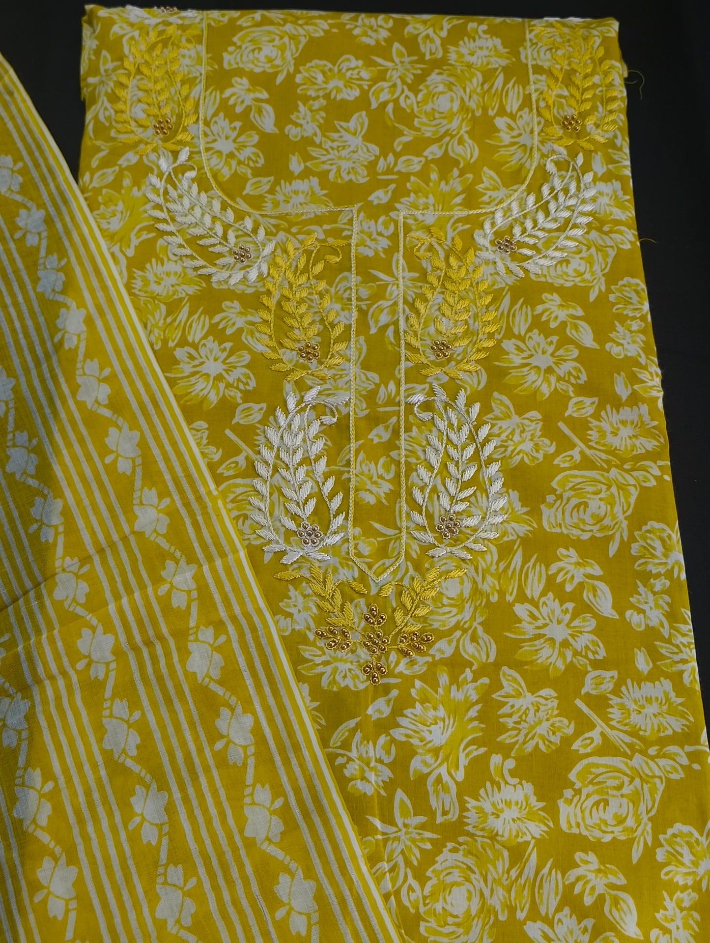 Cotton material with embroidery