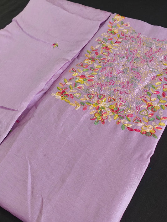 Cotton material with thread work
