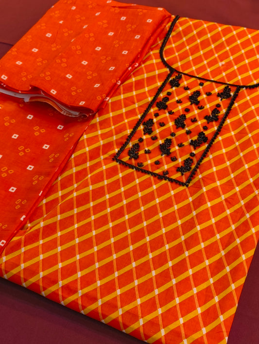 Cotton material with hand embroidery